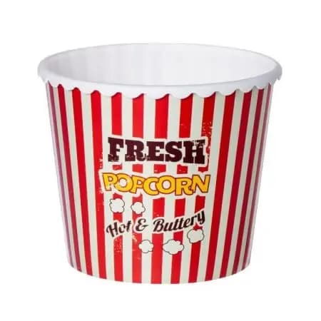 Fresh Popcorn Bucket – Red & White Striped Hot & Buttery Design
