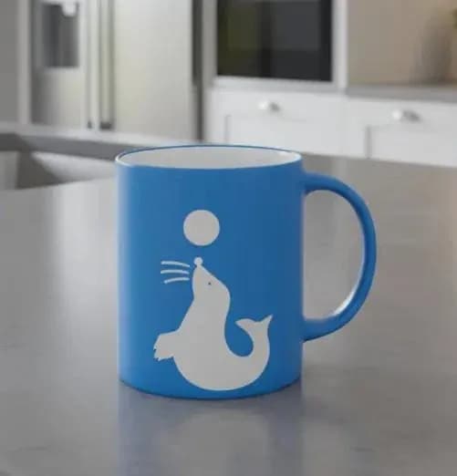 Blue Cartoon Seal Mug