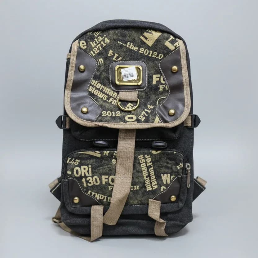 Vintage Printed Canvas Backpack