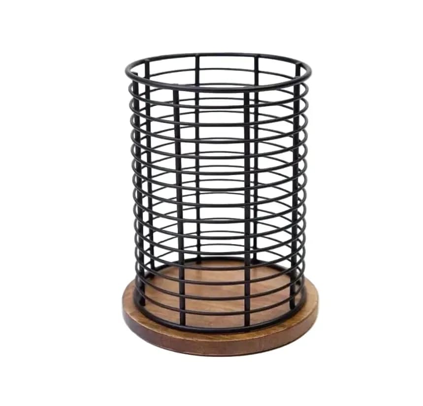 Acacia Metal Kitchen Utensil Holder
