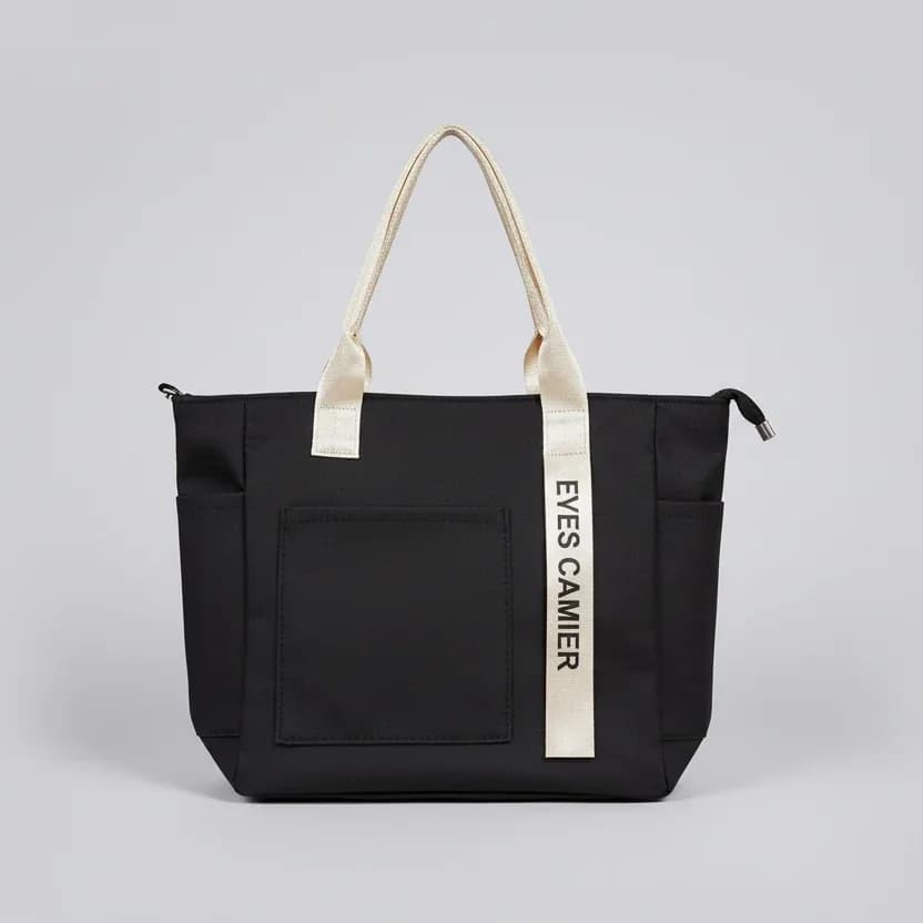 Eves Camier Black Canvas Tote Bag