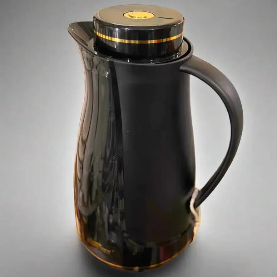 Elegant 2L Black Thermal Carafe with Gold Accents