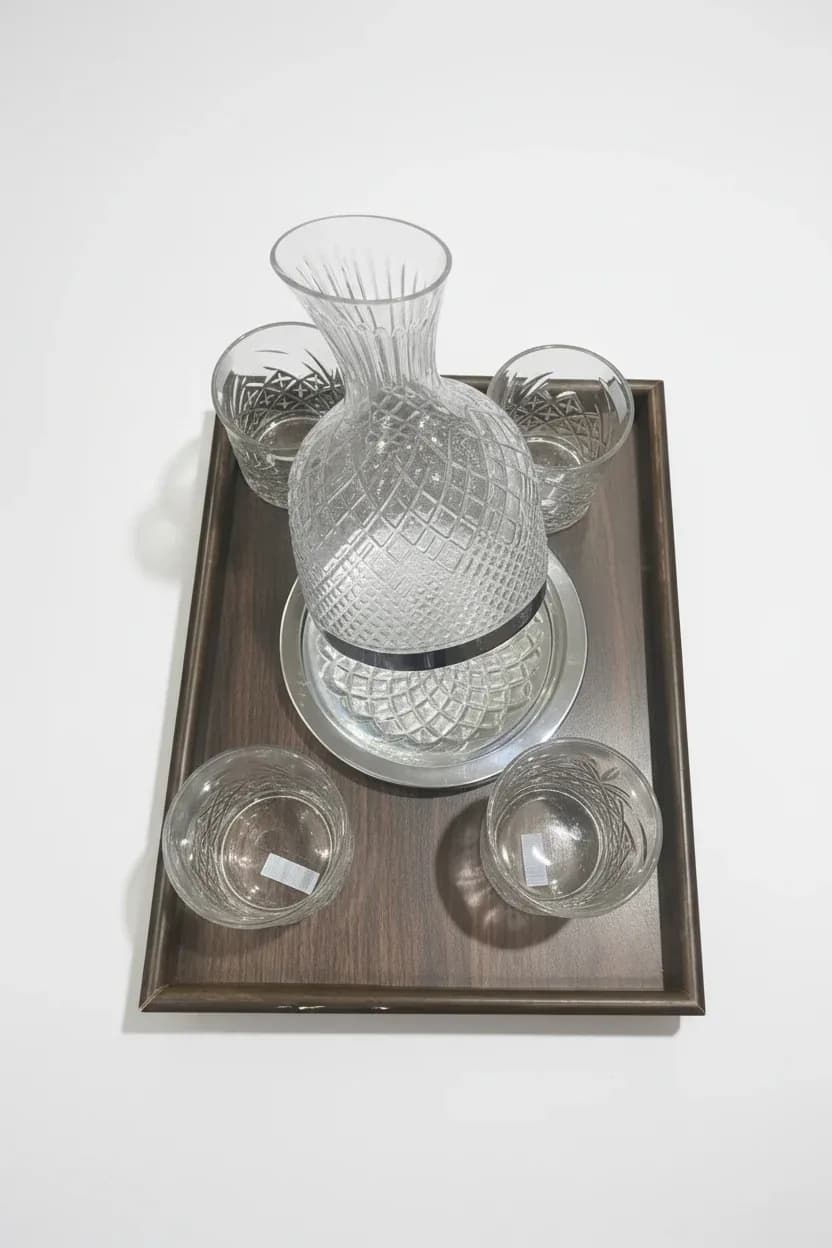 Glass Carafe and Tumbler Set with Serving Tray