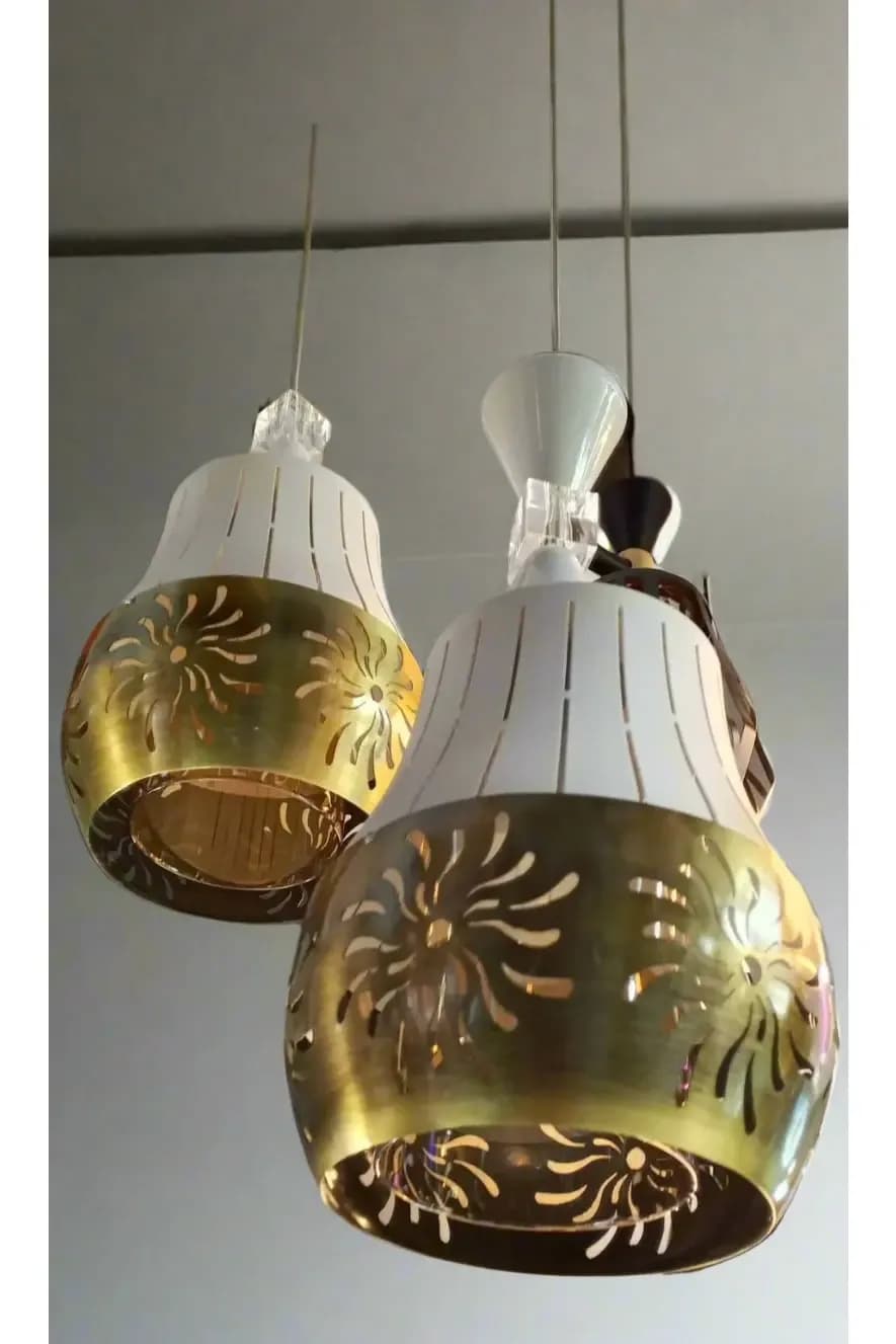 Metallic Gold Fixture with Single Lamp