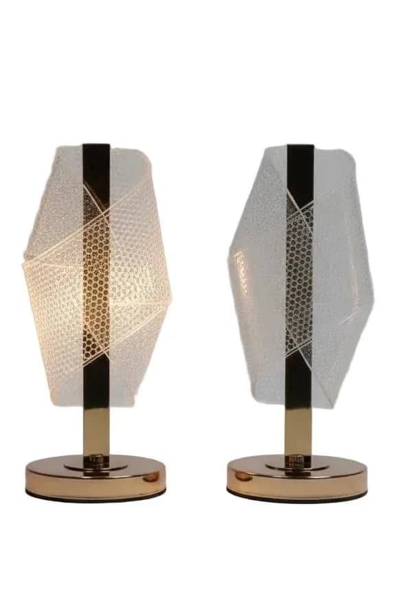 Gold-Colored Crystal-Accented Table Lamp