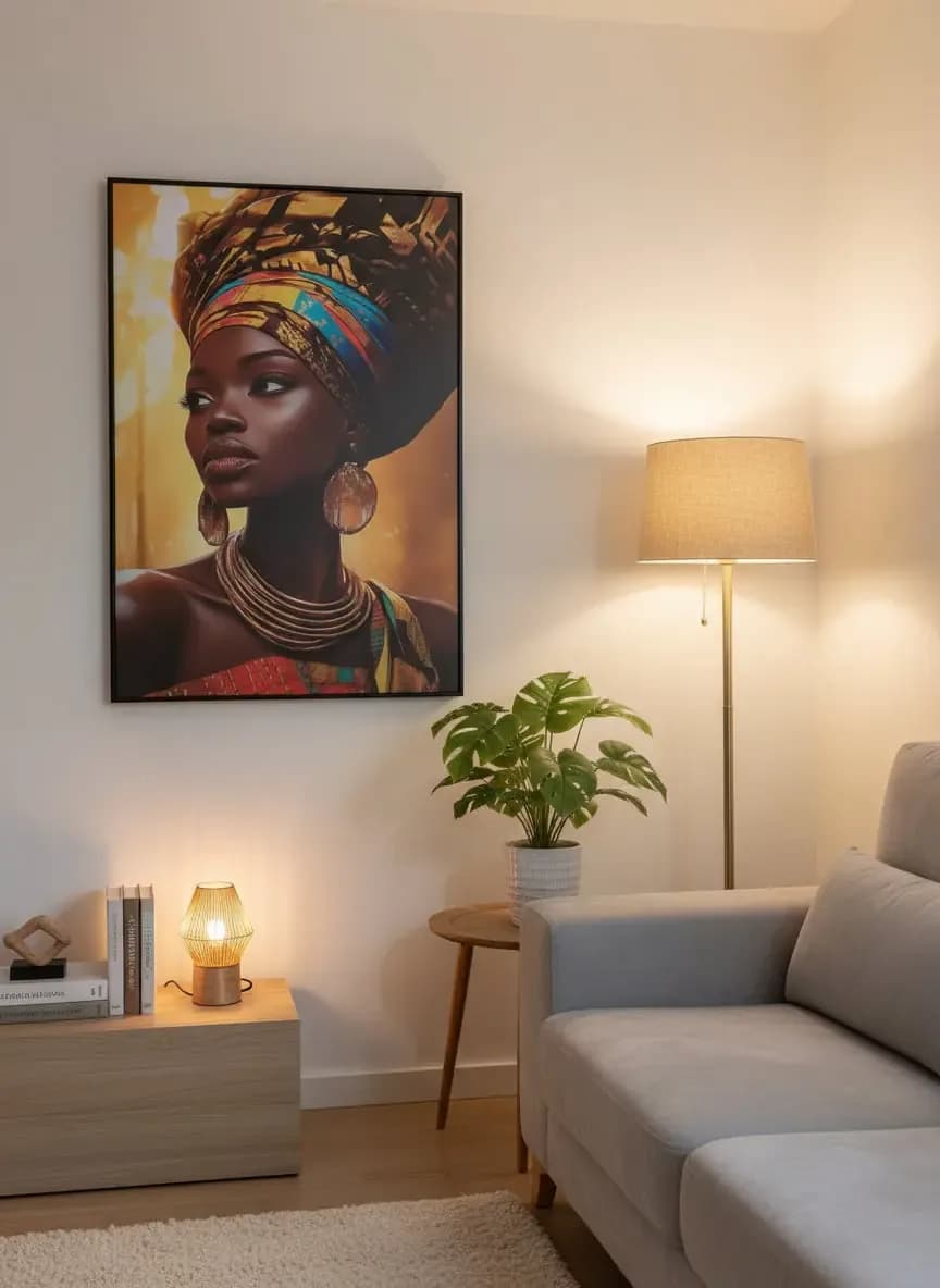 Artistic Wall Decor Painting of African Woman 80 x 120 cm