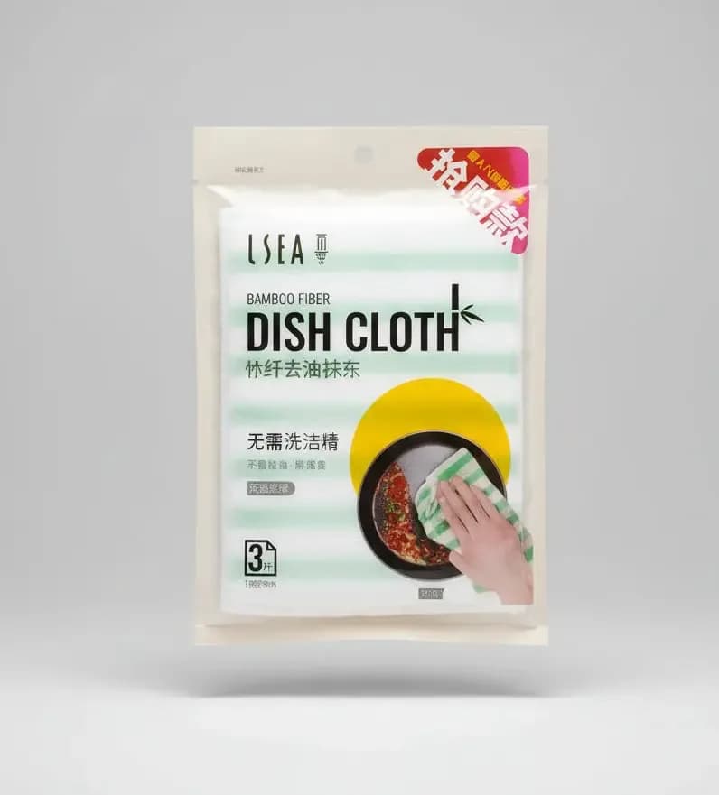 LSEA Bamboo Fiber Dish Cloths – 3pcs