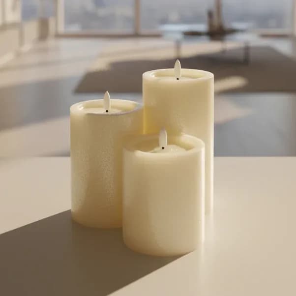 3-Piece Flameless LED Pillar Candle Set