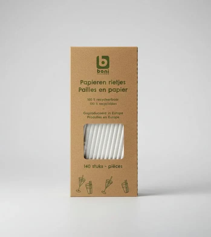 Boni Selection White Paper Straws – 140 Biodegradable Pieces