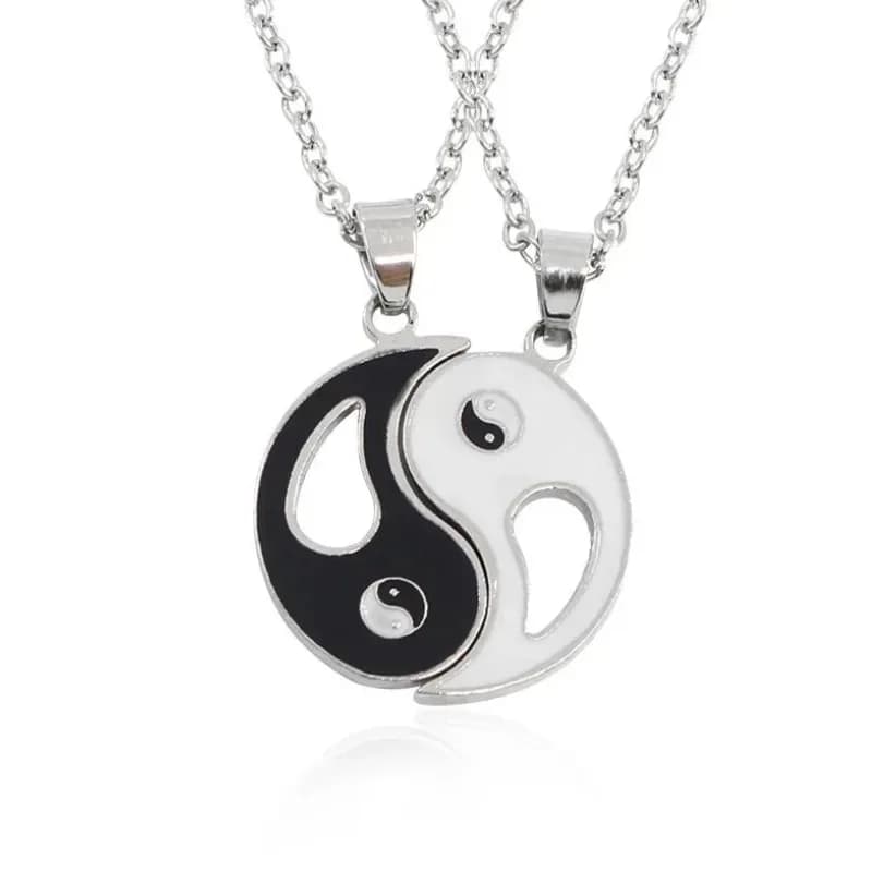 Yin Yang Couple Matching Pendant Necklace Set