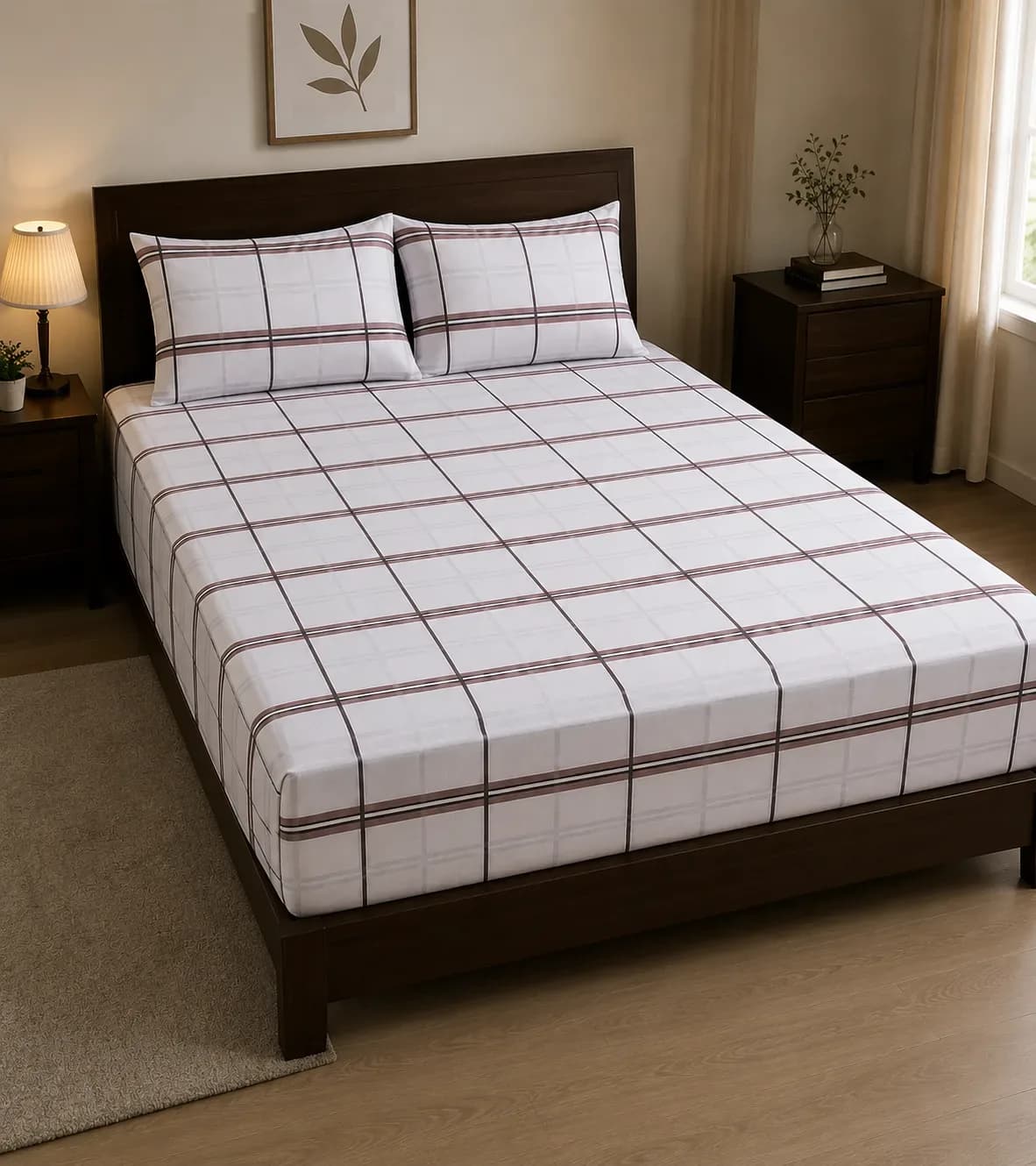 Luxury Cotton 2 Plaid Bedsheet Set 180cm × 2M