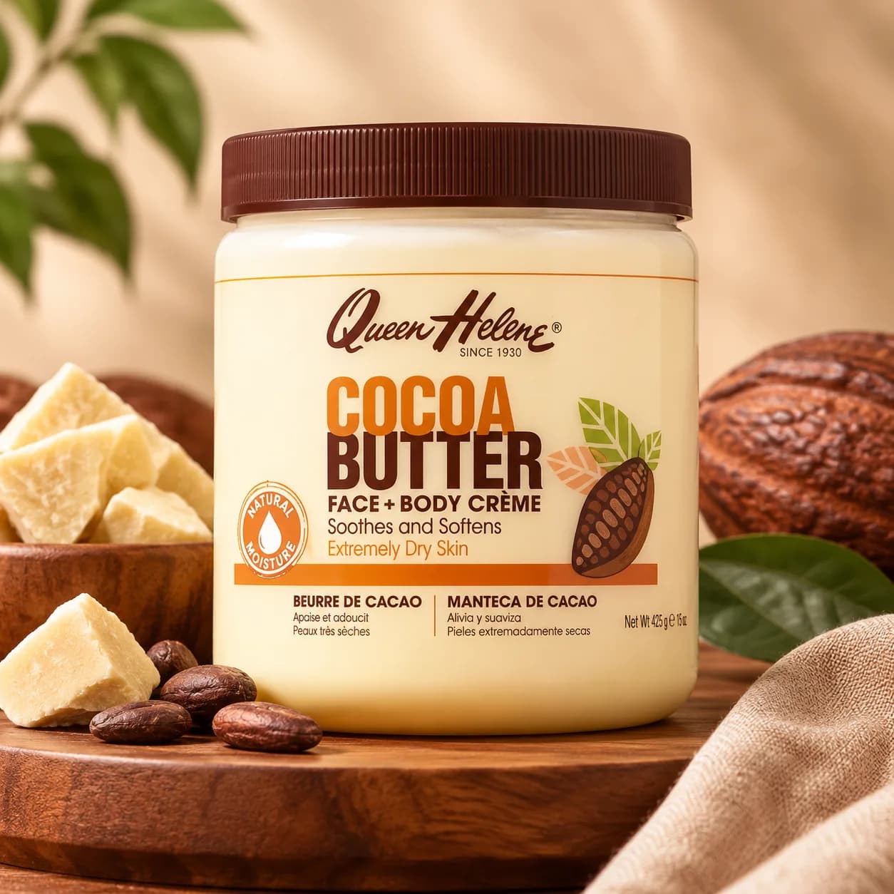 Queen Helene Cocoa Butter Face & Body Crème – Intensive Moisturizing Cream for Dry Skin
