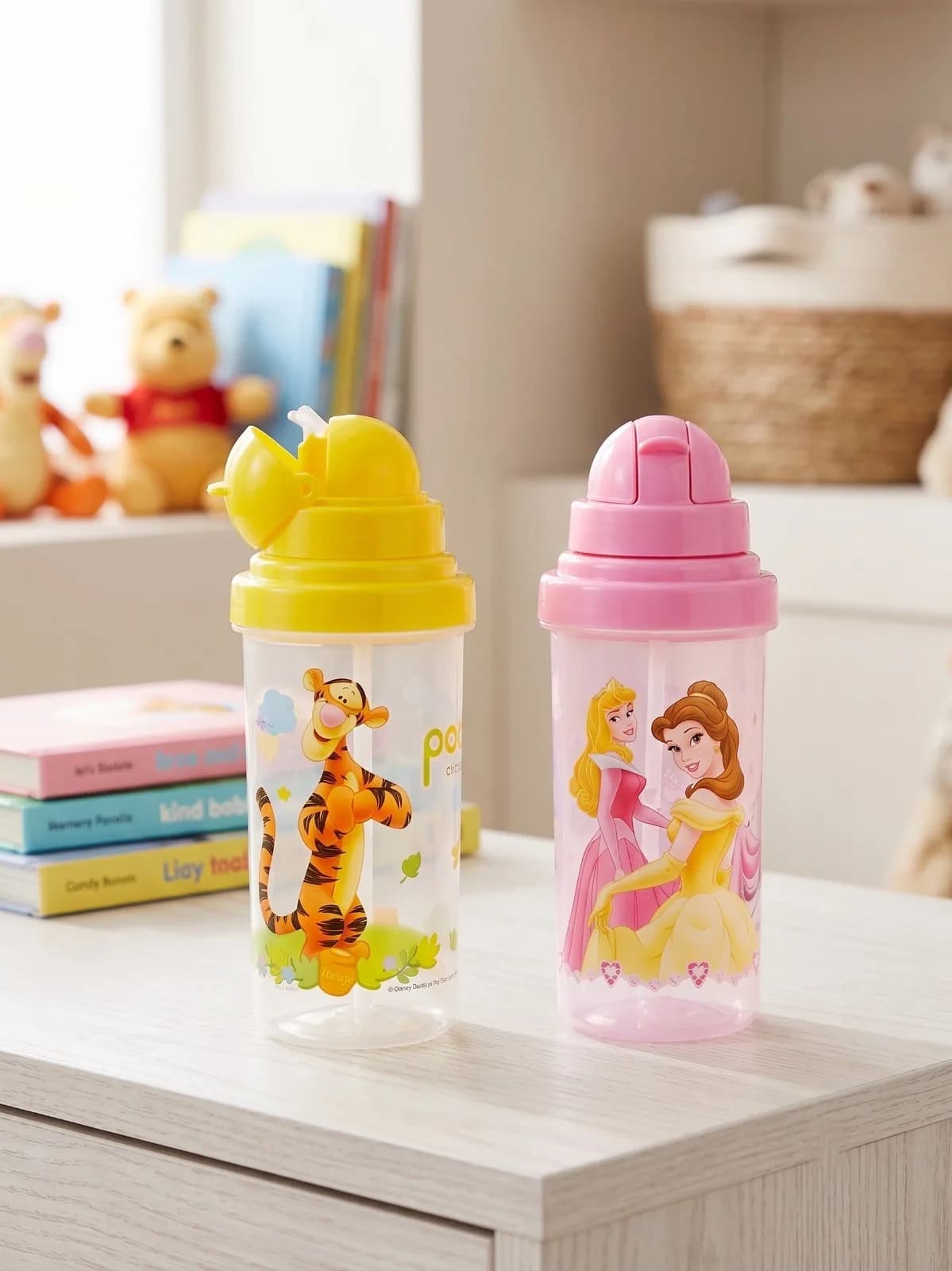Kids Character Straw Water Bottle / Sippy Cup