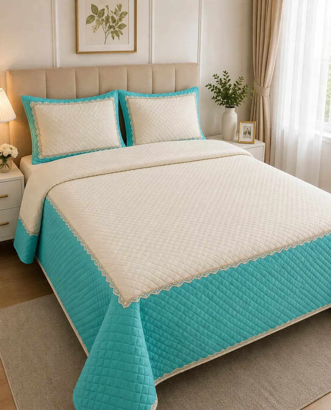 Luxury Quilted Bedspread Set with Pillow Covers 2Meter