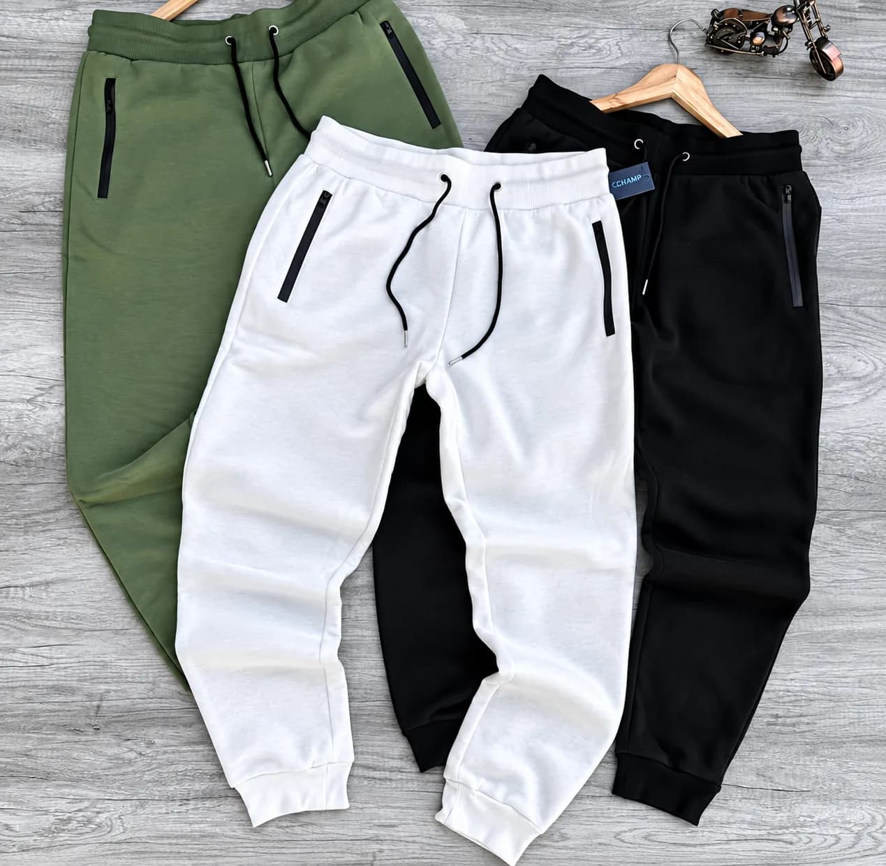 Men’s Casual Jogger Pants – Black, White & Green