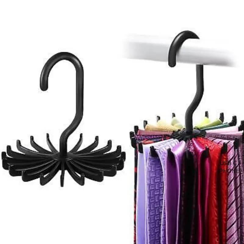 20 Neck Ties,Belt Hanger Rotating Racks for Men Closet