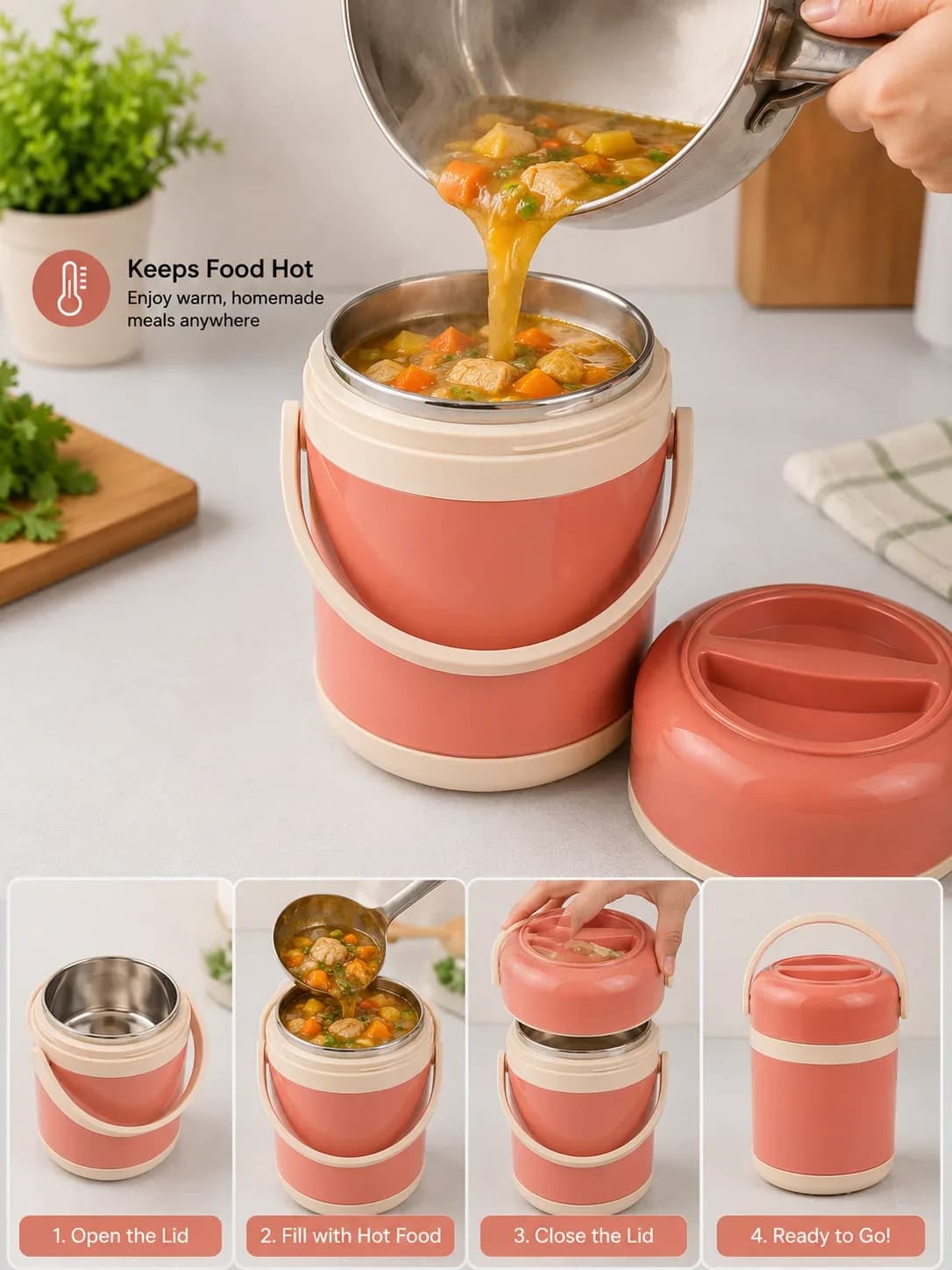 Multi-Layer Stainless Steel Vacuum Insulated Food Jar & Thermal Lunch Box