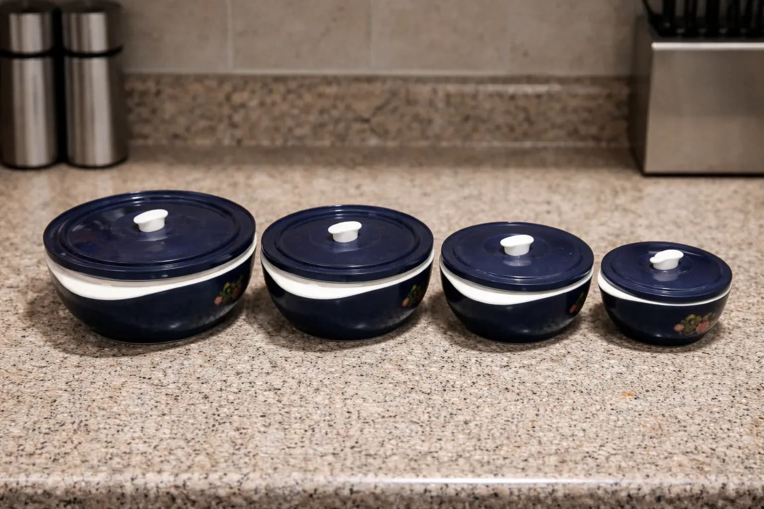 Stackable Airtight Food Storage Bowl Set (5-Piece, Blue)