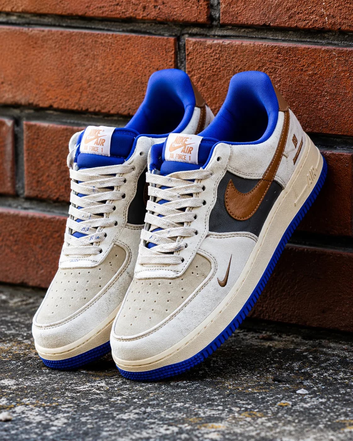 Air Force Undefeated Sneakers – Cream, Brown & Blue