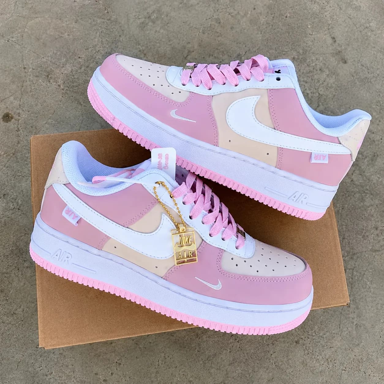 Pink & Cream Air Force Sneakers