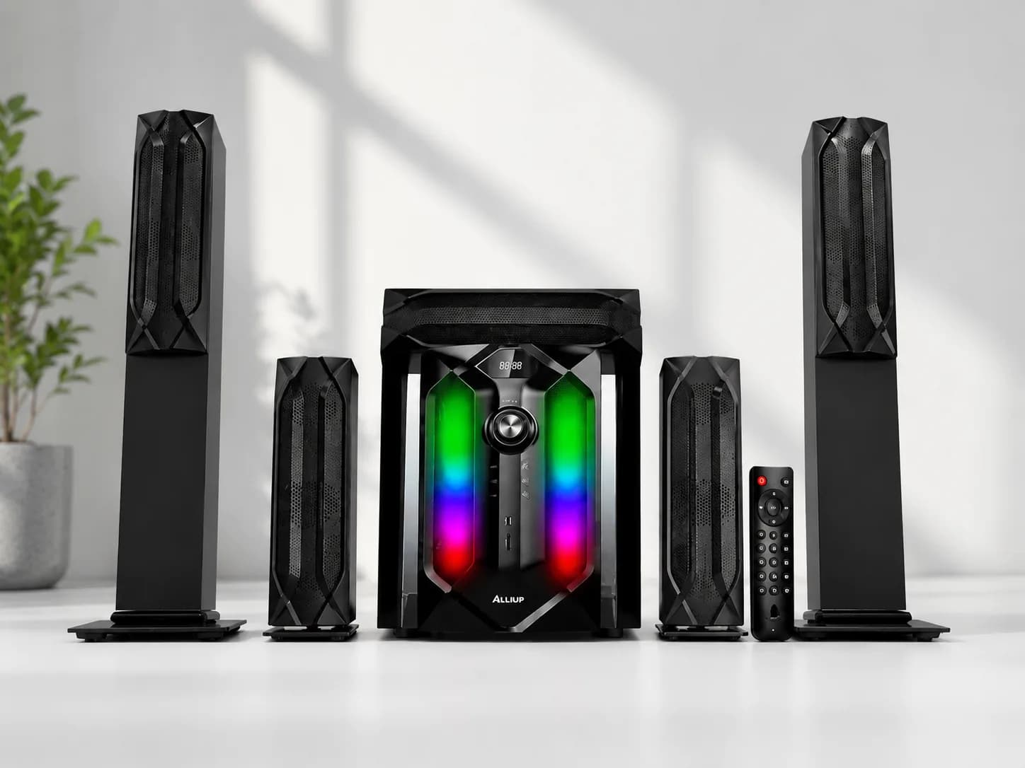 Alliup JP102 5.1 Multimedia Speaker System with Bluetooth & RGB LED Lighting