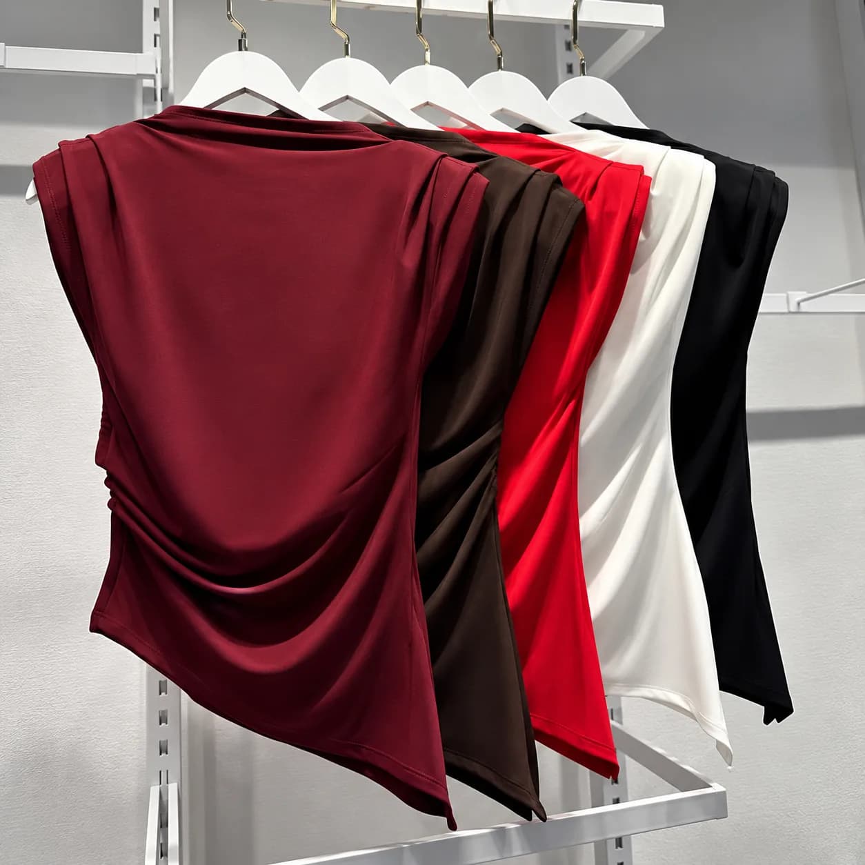 Women’s Elegant Draped Asymmetrical Sleeveless Top
