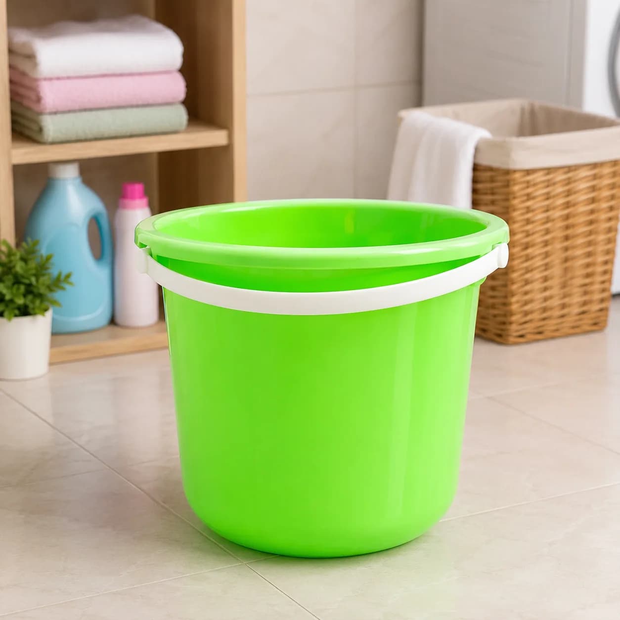 20L Multi-Purpose Plastic Water Bucket with Comfortable Carry Handle (Green)