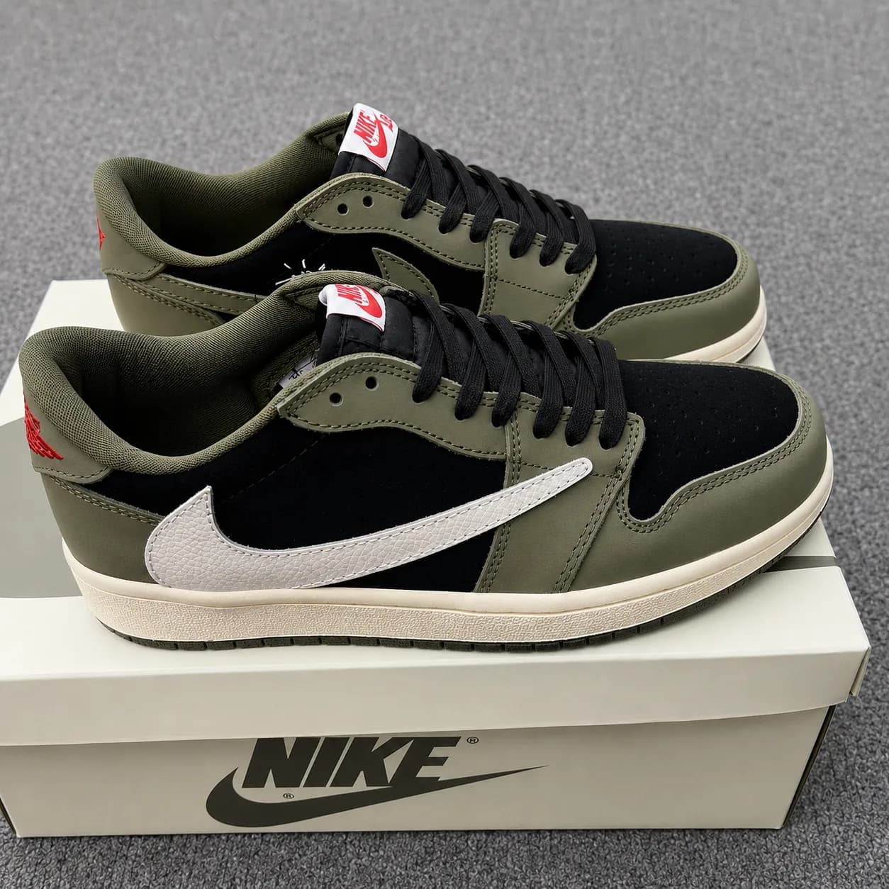 Nike Air Jordan 1 Low – Black & Olive Green Sneakers