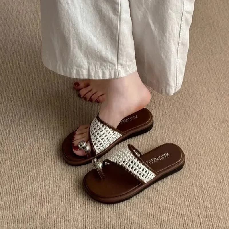 Women’s Retro Summer Slippers Metal Woven Slippers New Design Women’s Daily Casual Slippers