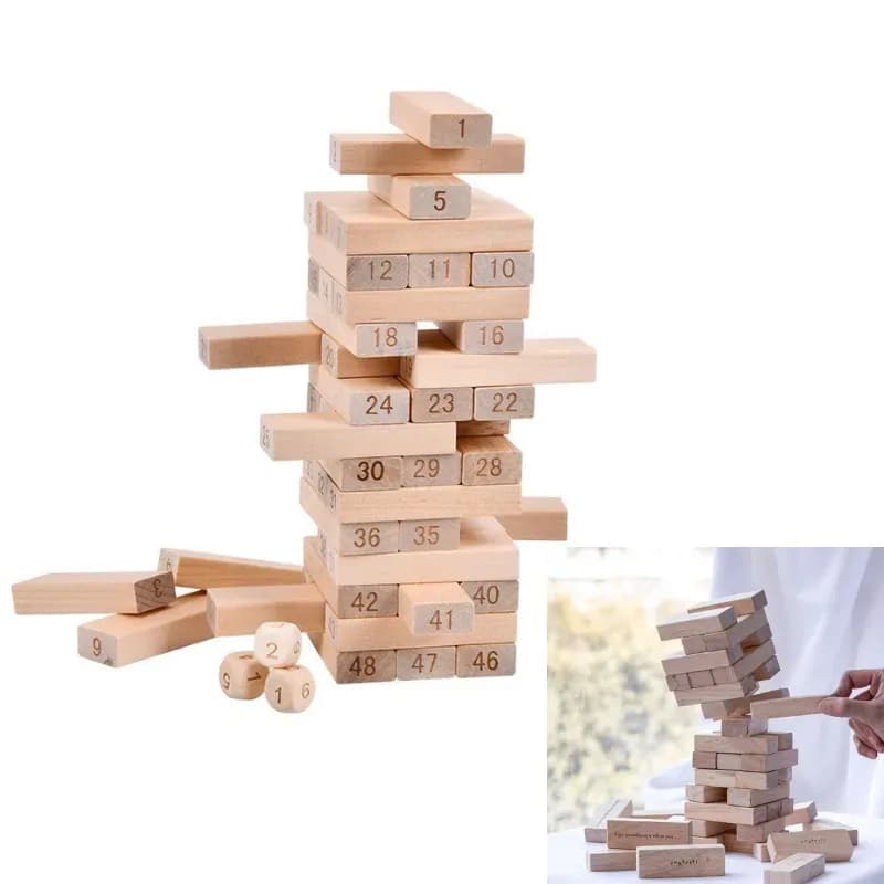 Wooden Stacking Tower Game (Wiss Toy 48 Pieces)