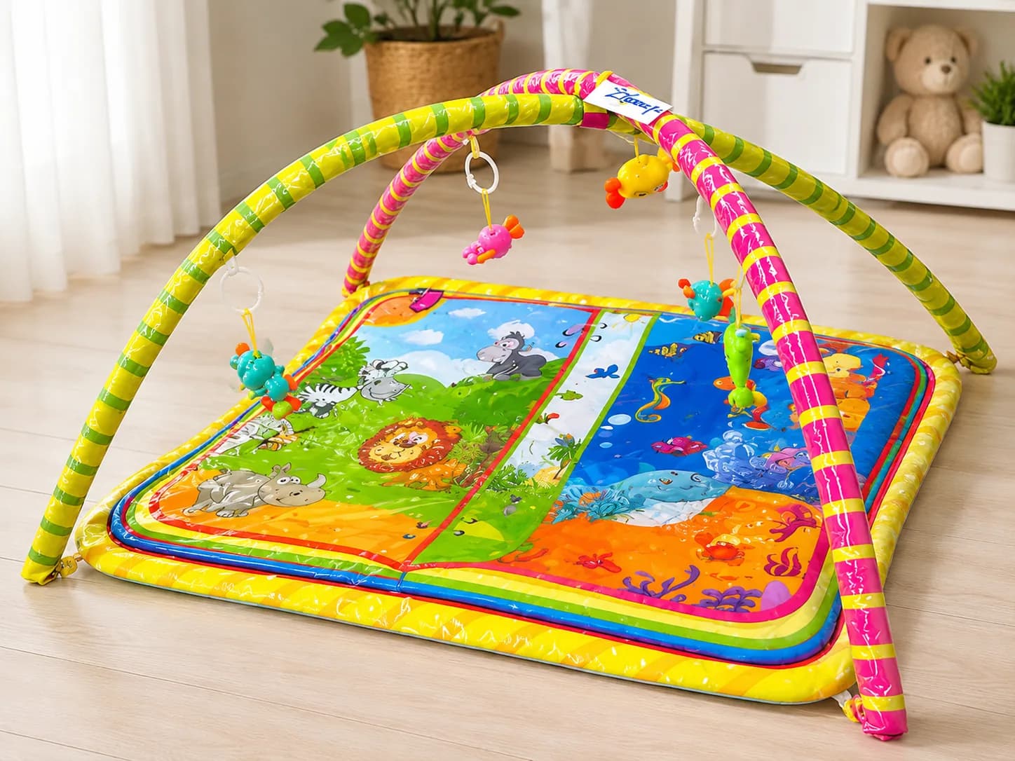 Colorful Baby Activity Play Gym Mat with Hanging Toys