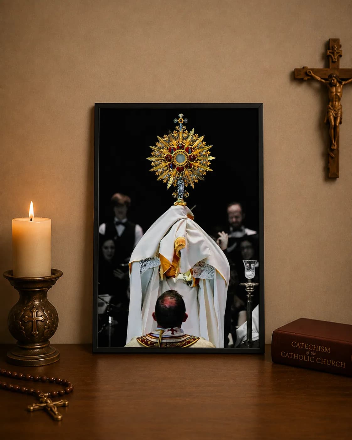 Eucharist & Monstrance Catholic Framed Wall Art A2 & A3