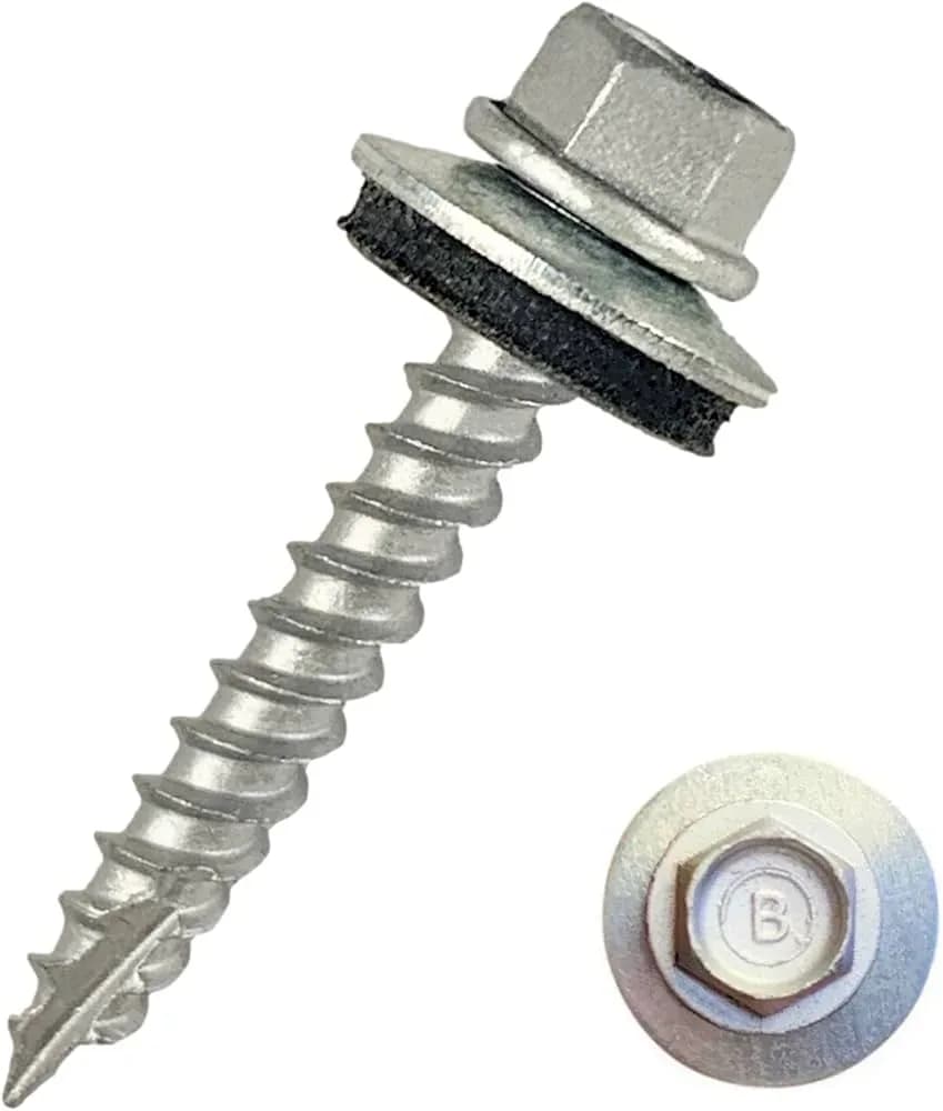 Galvanized Self-Tapping Roofing Screws with Washer Head (Bulk Box)