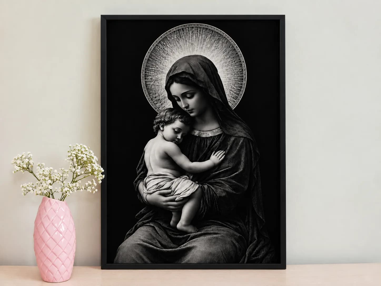 Virgin Mary & Infant Jesus Religious Wall Art – A2 & A3 Sizes