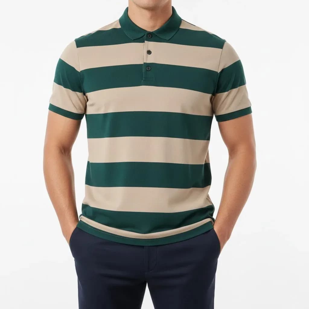 Allen Solly men's green and beige cotton