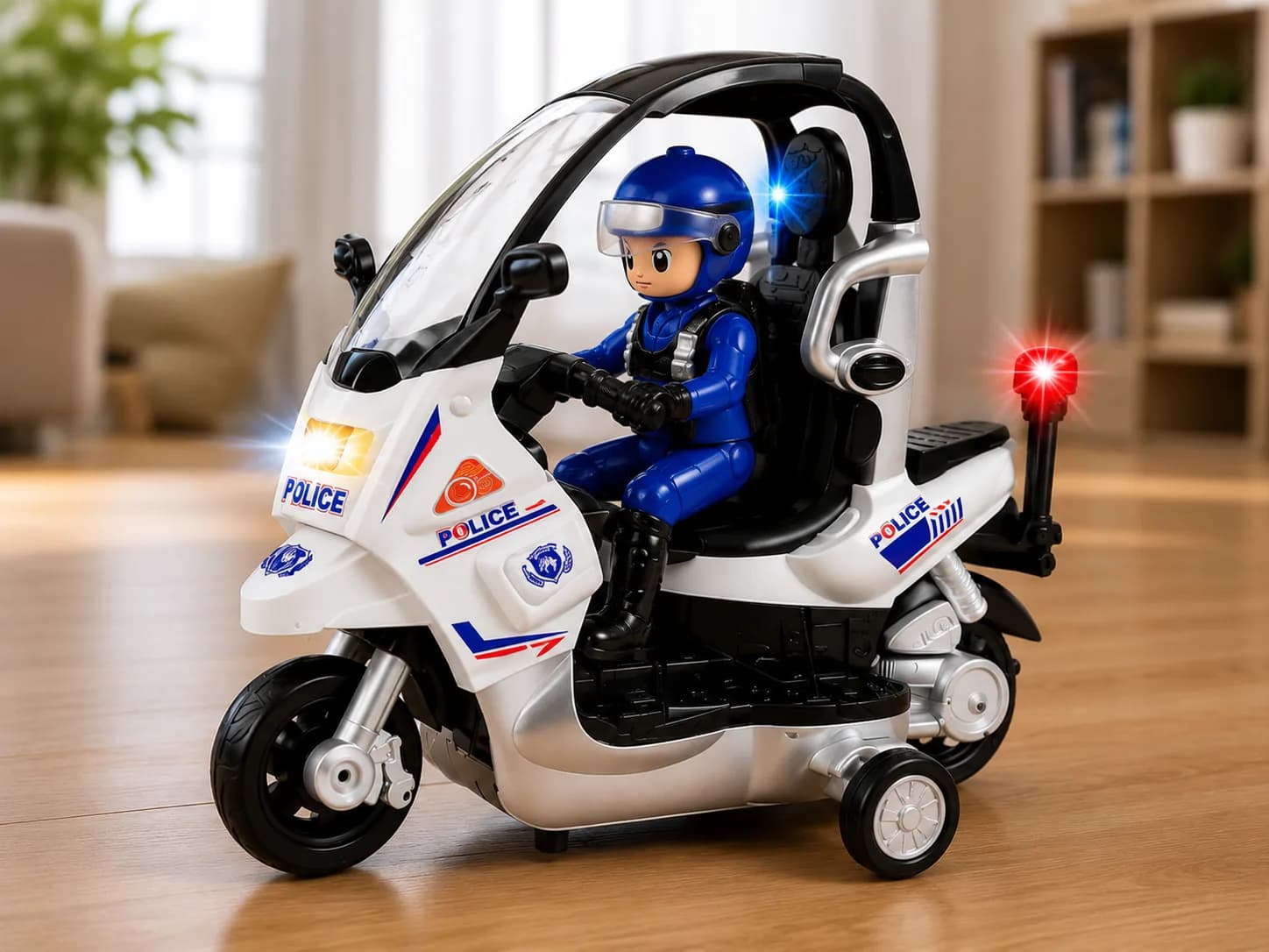 City Patrol Police Motorcycle Toy with Lights & Sound