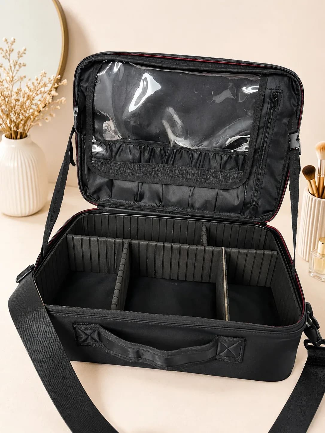 Portable Multi-Compartment Makeup & Cosmetic Organizer Bag