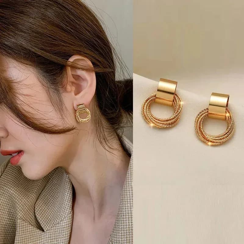 Multi-Layer Circle Small Stud Earrings