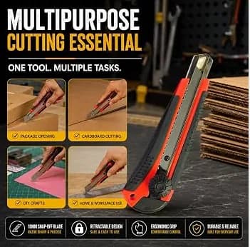 Heavy-Duty Auto Lock Utility Knife (Snap-Off Blade Cutter)