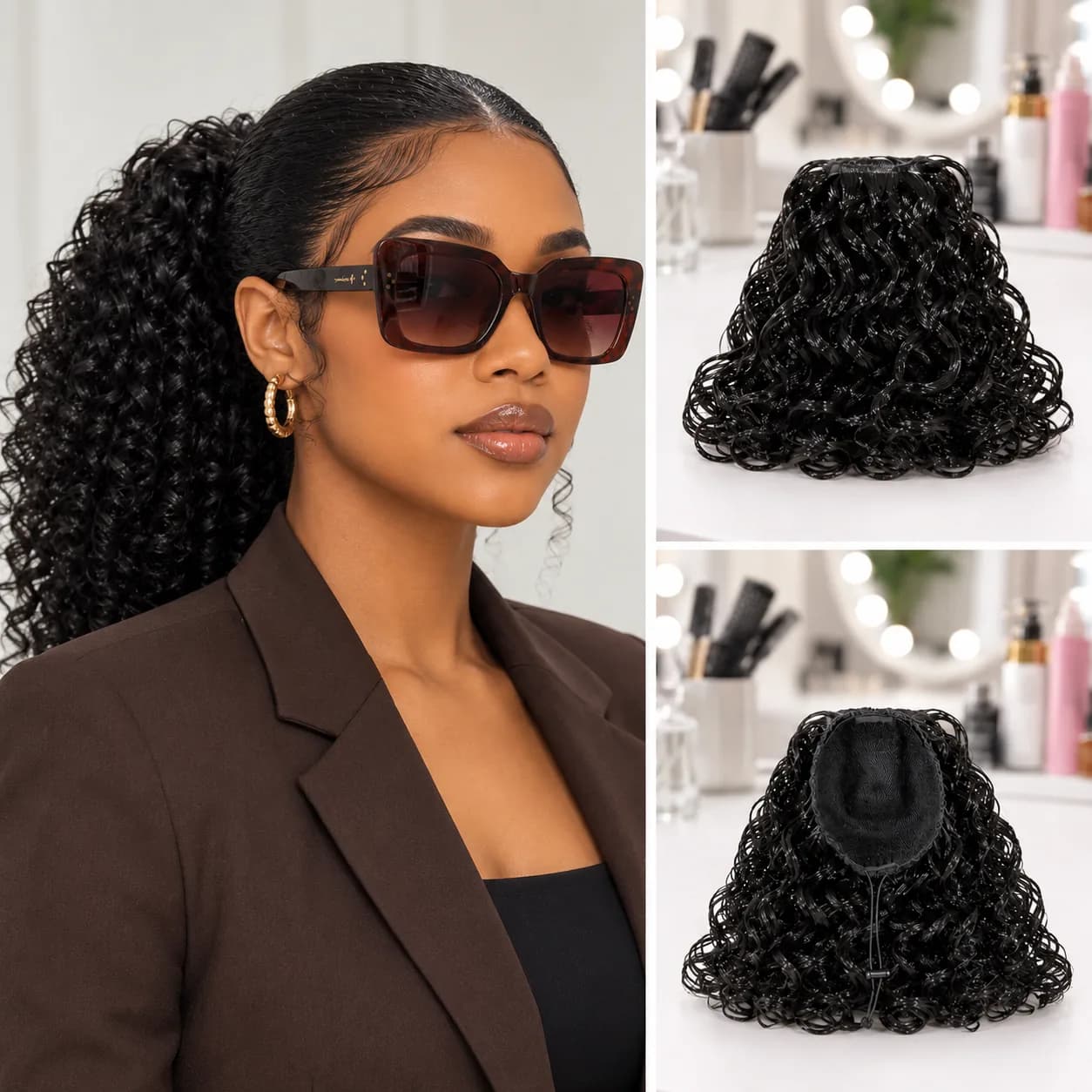 IVY Premium Short Curly Synthetic Hair Extension – Natural Black