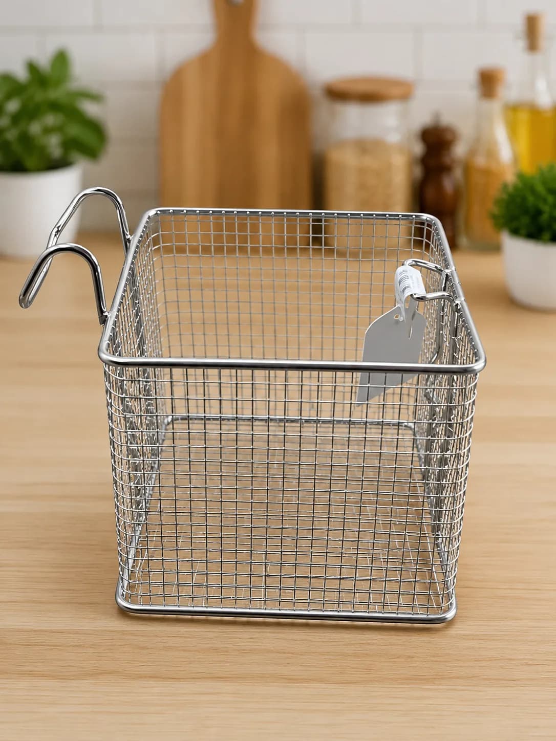 Stainless Steel Deep Fryer Basket with Hook Handle