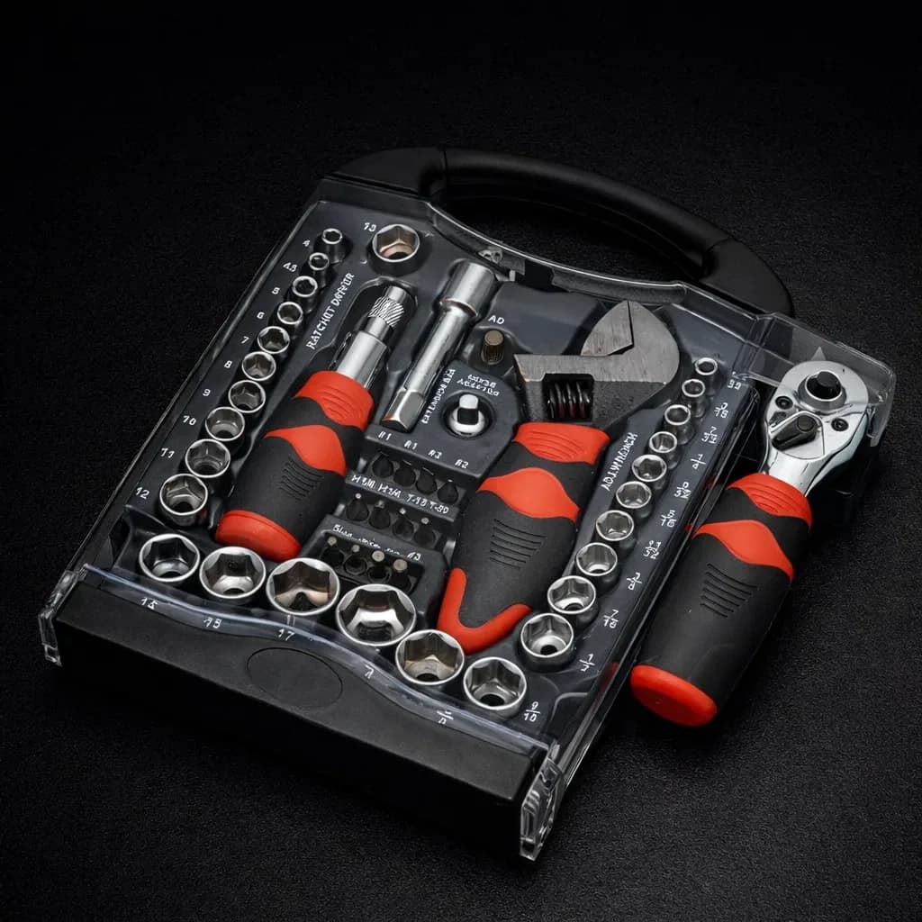 Professional Ratchet Socket Wrench Set – Multi-Piece Tool Kit with Carry Case
