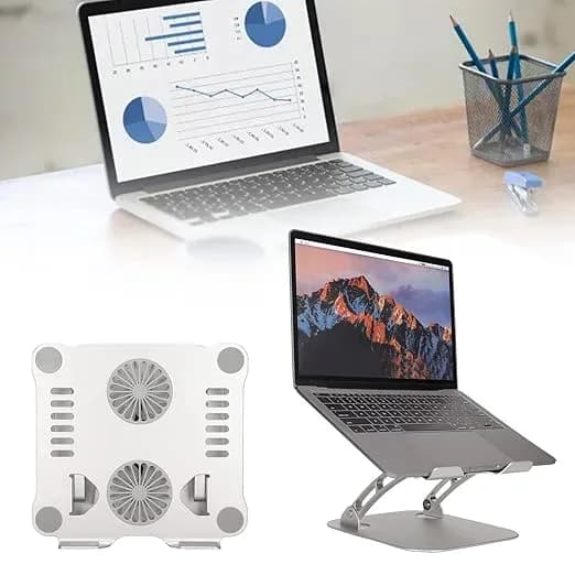 Adjustable Laptop Stand Dual Fan Radiator Aluminum Alloy for for All Laptops Gray