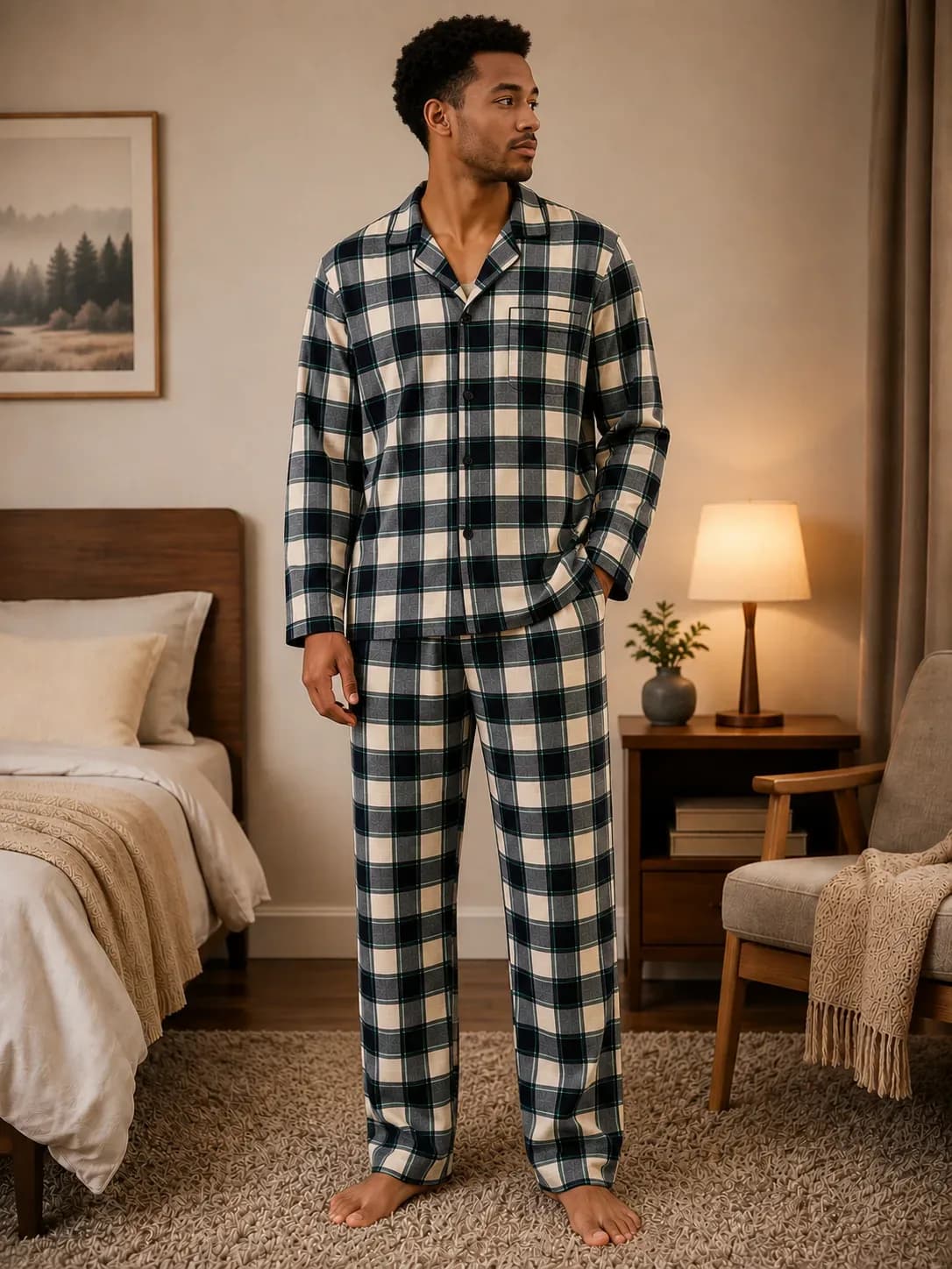 Classic Checkered Pajama Set – Available in All Sizes