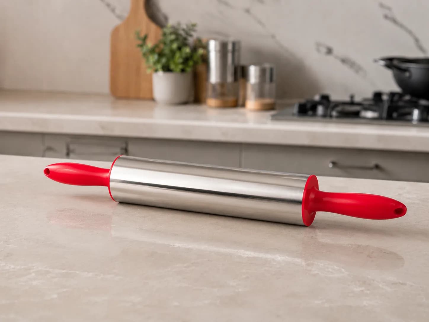 Premium Stainless Steel Non-Stick Rolling Pin with Ergonomic Silicone Handles