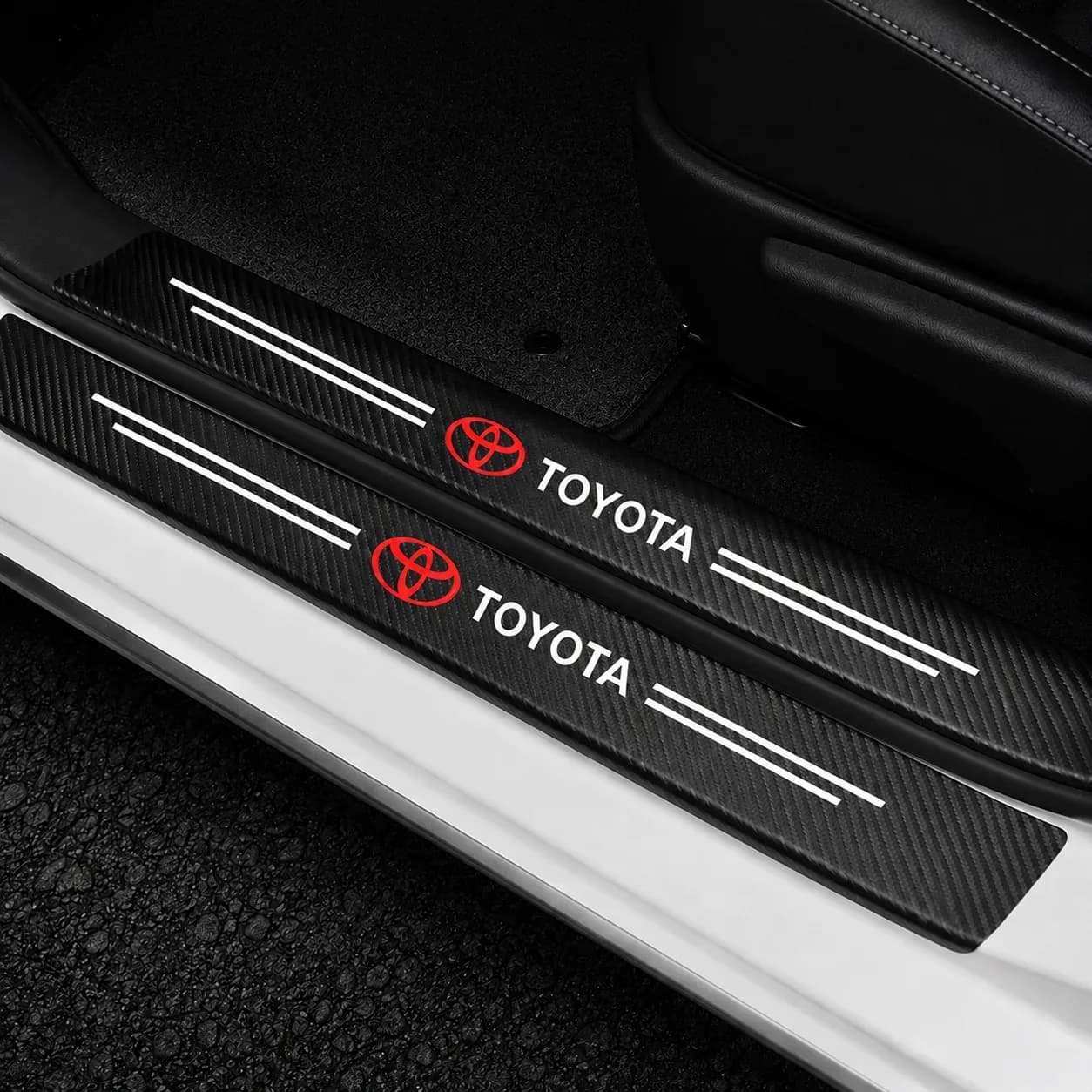 Toyota / Mercedes-Benz / Hyundai Carbon Fiber Door Sill Protector Stickers