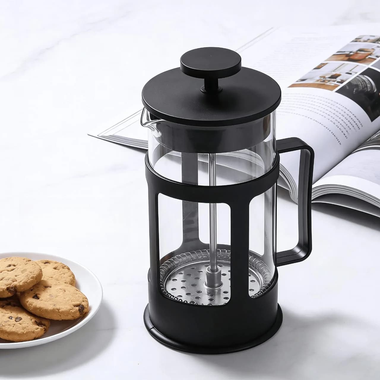 Premium 600ml French Press Coffee & Tea Maker with Stainless Steel Filter
