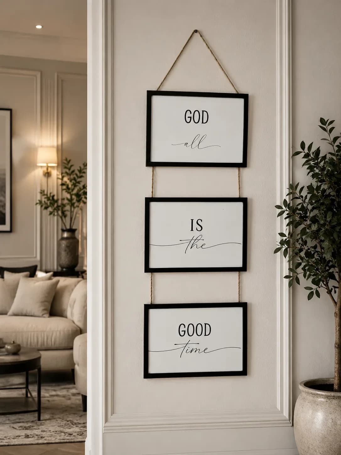 Inspirational Hanging Wall Frame Set – “God Is Good All The Time”