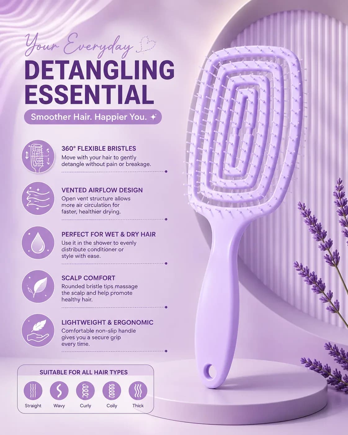 FlexFlow Vent Detangling Hair Brush