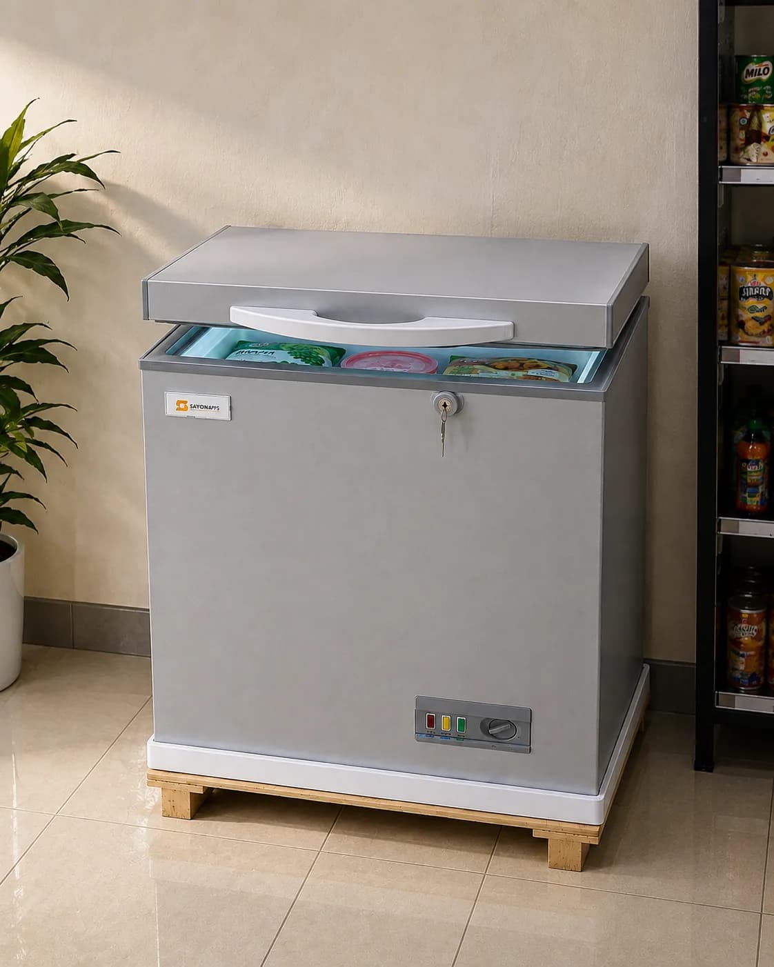 Sayonapps Silver Chest Freezer – Compact Deep Freezer